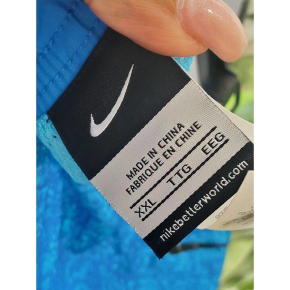 Nike Men's Blue 100% Polyester Pull On Swim Trunk Logo Print Shorts Size 2XL - Picture 7 of 12